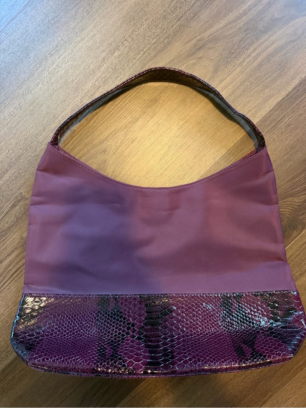 Purple Shoulder Bag with Snakeskin Accent